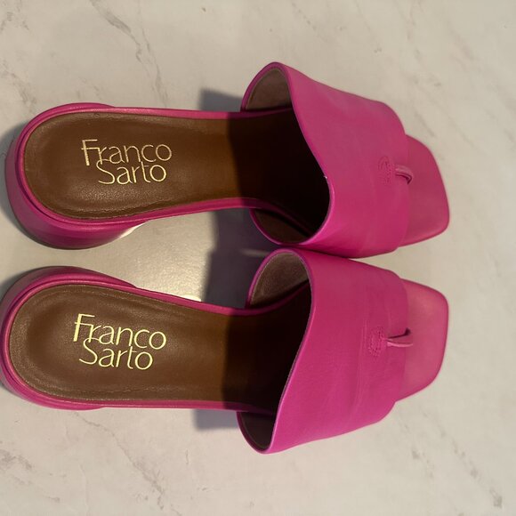 LIKE NEW Franco Sarto Pink Leather Sandals Size 8 - Picture 3 of 5